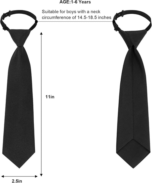 2pcs Boy's Necktie Pre-tied Adjustable Neck Strap Tie for Wedding Graduation School Uniforms V1259-DP01-A-3832