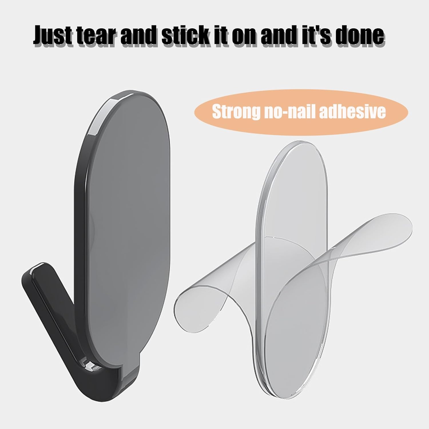 Heavy-Duty Adhesive Wall Hooks, 10-Pack - No-Drill, Damage-Free Installation for Multi-Purpose Use in V1259-DP01-A-3834