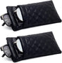 2 Pcs Double Glasses Case, PU Leather Double Eyeglass Case Large Squeeze Top Portable Sunglass Case For Women V1259-DP01-A-3836