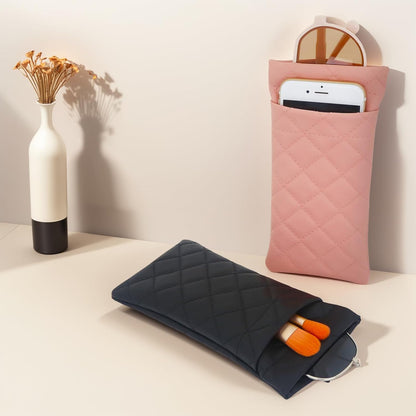 2 Pcs Double Glasses Case, PU Leather Double Eyeglass Case Large Squeeze Top Portable Sunglass Case For Women V1259-DP01-A-3836