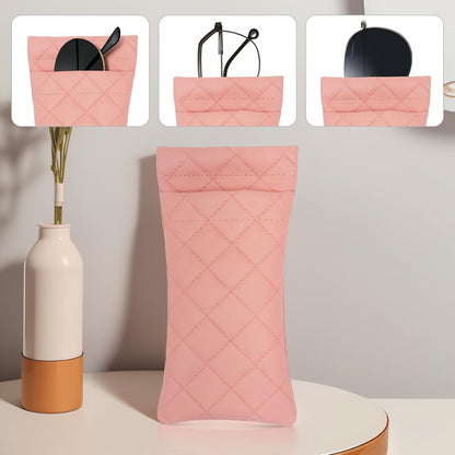 2 Pcs Double Glasses Case, PU Leather Double Eyeglass Case Large Squeeze Top Portable Sunglass Case For Women V1259-DP01-A-3836