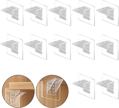 12Pcs Punch Free Shelf Support Peg, Self Adhesive Support Shelf Bracket, Strong Load Bearing for Shelves V1259-DP01-A-3837