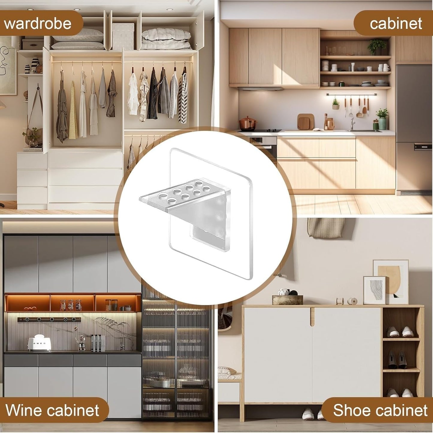 12Pcs Punch Free Shelf Support Peg, Self Adhesive Support Shelf Bracket, Strong Load Bearing for Shelves V1259-DP01-A-3837