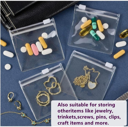 14 Pcs Zippered Pill Pouch Bags, Slide Lock Clear Plastic Mini Bags, Small Objects - Self-Sealing, Reusable, V1259-DP01-A-3838