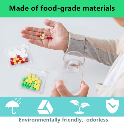 14 Pcs Zippered Pill Pouch Bags, Slide Lock Clear Plastic Mini Bags, Small Objects - Self-Sealing, Reusable, V1259-DP01-A-3838