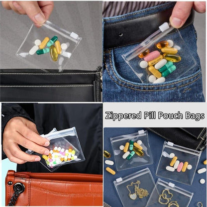 14 Pcs Zippered Pill Pouch Bags, Slide Lock Clear Plastic Mini Bags, Small Objects - Self-Sealing, Reusable, V1259-DP01-A-3838