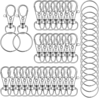 104PCS Swivel Lanyard snap Hook with Key Rings (Silver, 1.2inch(32mm)) V1259-DP01-A-3840