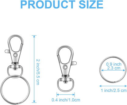 104PCS Swivel Lanyard snap Hook with Key Rings (Silver, 1.2inch(32mm)) V1259-DP01-A-3840
