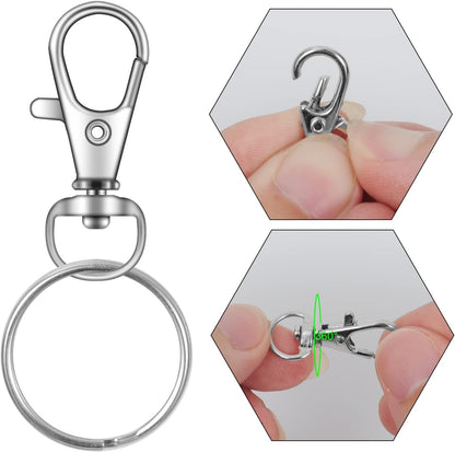 104PCS Swivel Lanyard snap Hook with Key Rings (Silver, 1.2inch(32mm)) V1259-DP01-A-3840