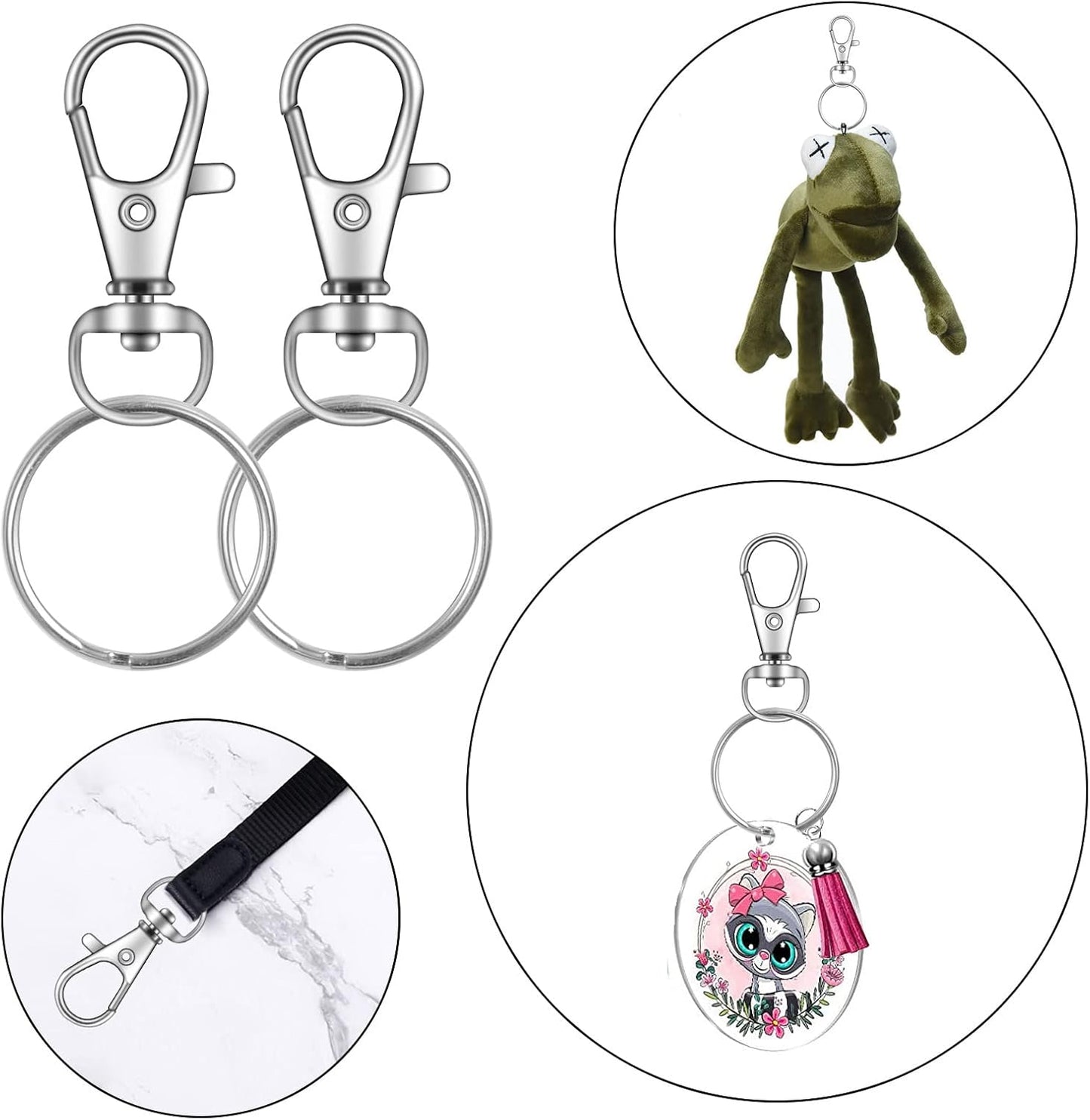 104PCS Swivel Lanyard snap Hook with Key Rings (Silver, 1.2inch(32mm)) V1259-DP01-A-3840