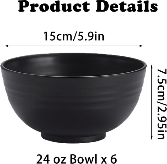 Unbreakable Wheat Straw Cereal Bowls Set of 6, 24 oz Microwave and Dishwasher Safe Lightweight Soup and Salad V1259-DP01-A-3846