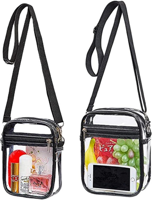 2-Pack Clear Bag Stadium Approved, Clear Crossbody Bag Purse Waterproof PVC Pocket(Style A :22 * 17 * V1259-DP01-A-3848