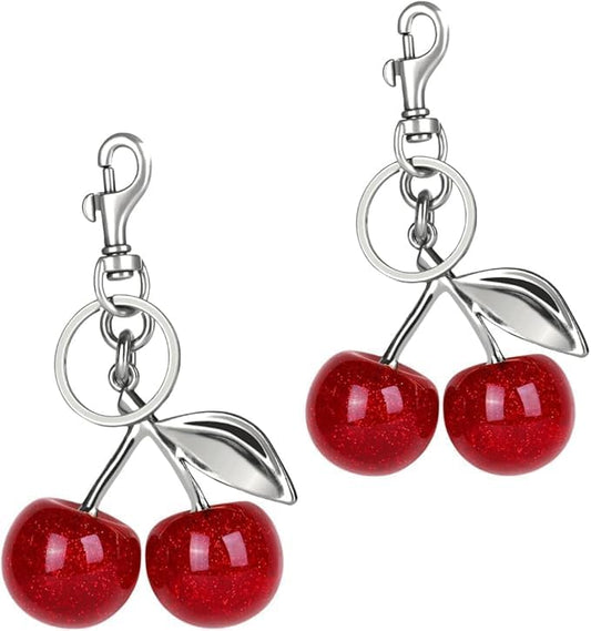 Cherry Bag Charm Women Cute Cherries Keychain Sparkling Purse Charms Pendant for Handbag Wallet Car Phone V1259-DP01-A-3851