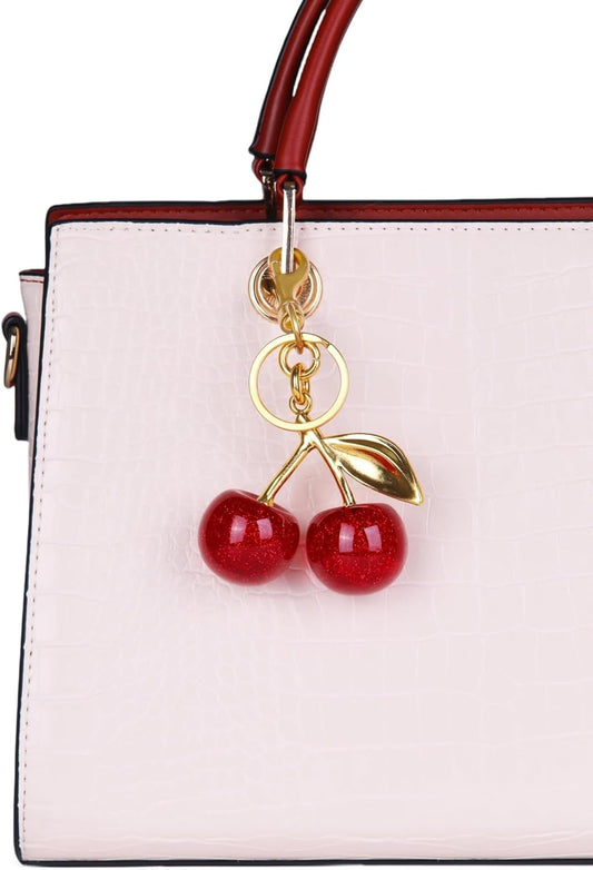 Cherry Bag Charm Women Cute Cherries Keychain Sparkling Purse Charms Pendant for Handbag Wallet Car Phone V1259-DP01-A-3851