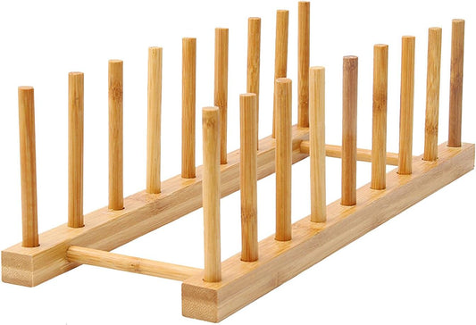 Wooden Dish Rack, 8 Slots Wooden Plate Rack, Dish Stand Holder Vertical Drainer Kitchen Cabinet Organizer for V1259-DP01-A-3856