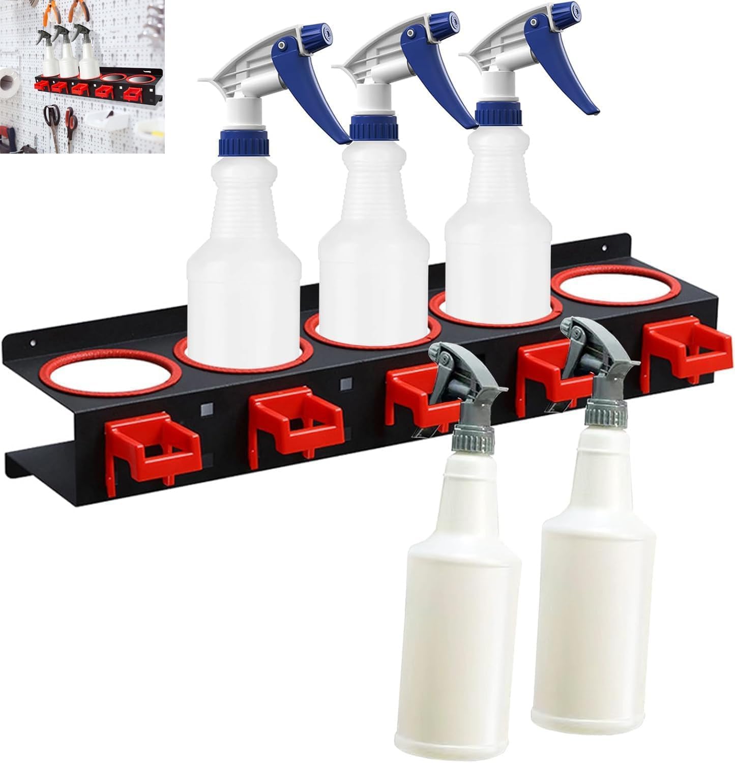 Spray Bottle Storage Rack, Wall-Mounted Spray Bottle Rack Holder, Garage Organizer Hanging Rail Car Beauty V1259-DP01-A-3857