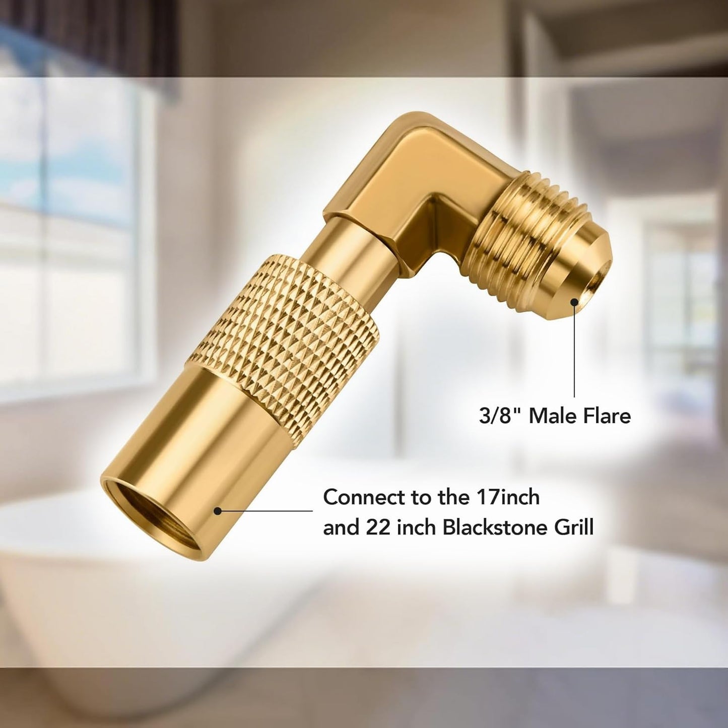 1pcs Brass 3/8" Male Flare Propane Elbow Adapter for 17/22in Griddles - Low Pressure RV Conversion Fitting V1259-DP01-A-3861