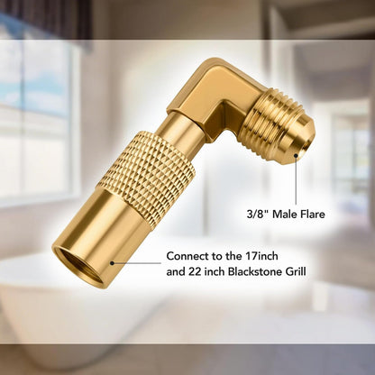 1pcs Brass 3/8" Male Flare Propane Elbow Adapter for 17/22in Griddles - Low Pressure RV Conversion Fitting V1259-DP01-A-3861