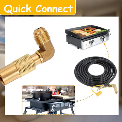 1pcs Brass 3/8" Male Flare Propane Elbow Adapter for 17/22in Griddles - Low Pressure RV Conversion Fitting V1259-DP01-A-3861