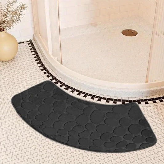Bath Mat, Curved Shower Mat Non-Slip Quadrant Shower Mat Super Absorbent Corner Shower Mat Machine Washable V1259-DP01-A-3862