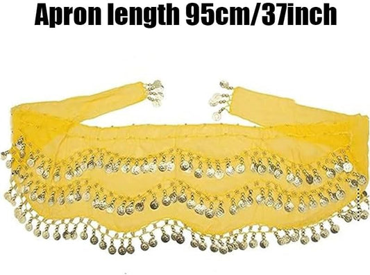 Belly Dance Hip Scarf,Belly Dance Hip Scarf Belly Dance Skirt with Gold Coins Bling Belly Dance Outfit V1259-DP01-A-3870