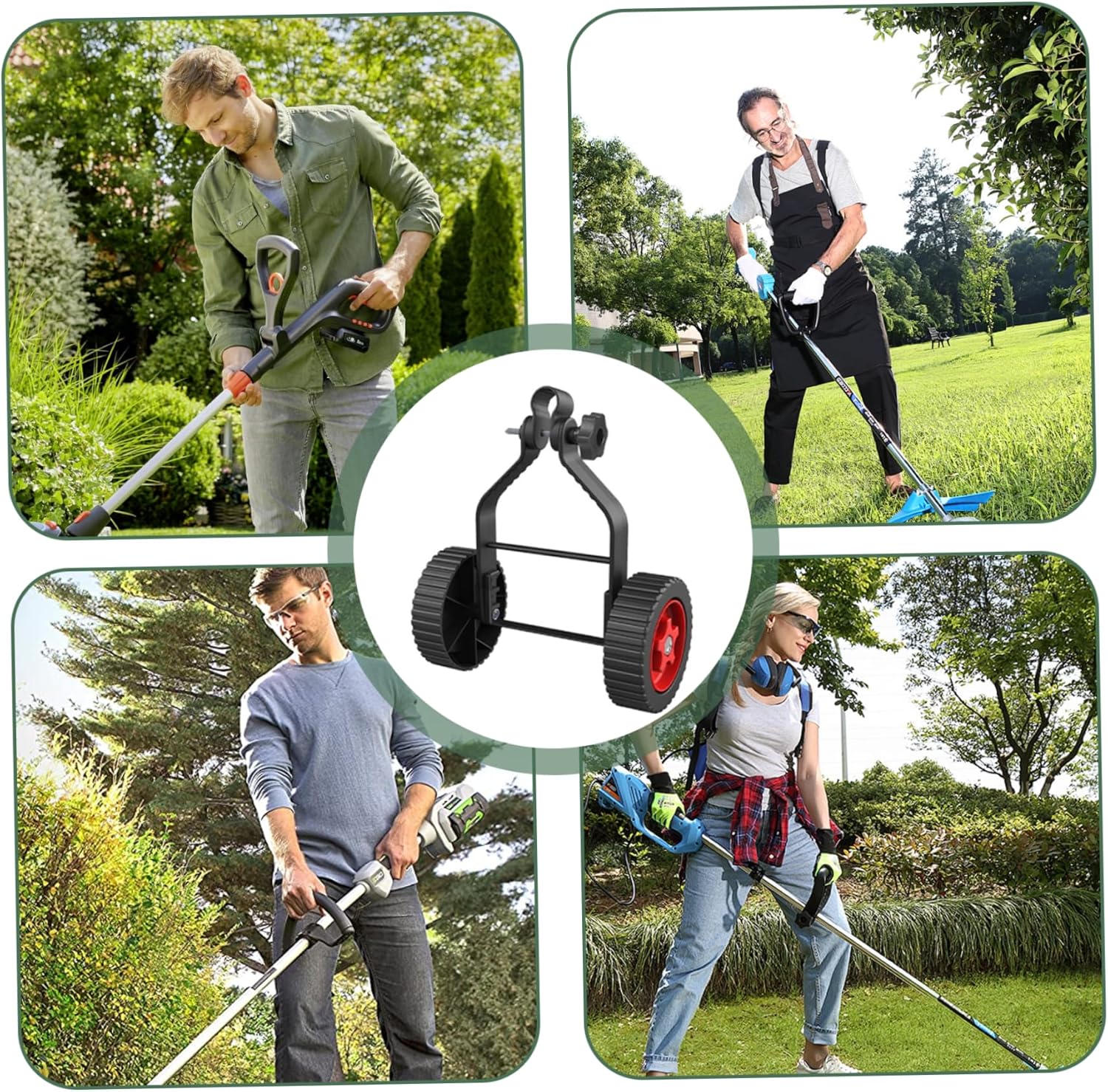 String Trimmer Wheel Attachment, Weed Wacker Attachments, Adjustable Support Wheels, Non-Slip Detachable Lawn V1259-DP01-A-3871