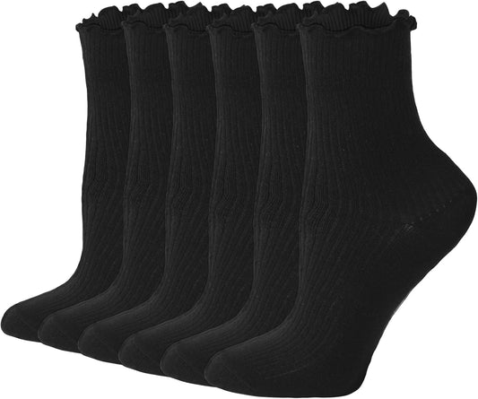 Womens Ruffle Socks Cute Frilly Ankle Socks Quarter Crew Socks for Women Girl V1259-DP01-A-3873