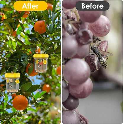 2pcs Wasp Trap, Yellow Hornet Bee Traps Catcher with Hanging Non-Toxic PP Plastic Jacket Traps for V1259-DP01-A-3874