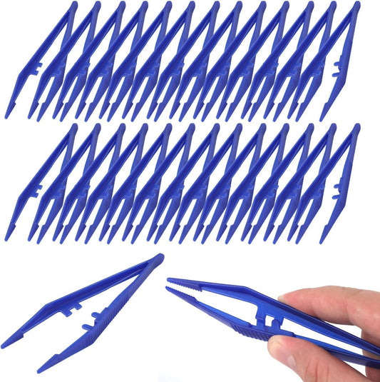 60 Pcs DisposableTweezers, Practical Craft Tweezers Plastic Forceps Crafting Tool for Kids Home School, for V1259-DP01-A-3877