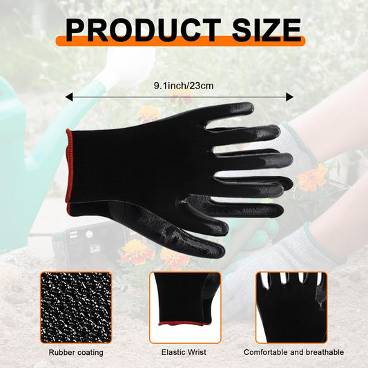 72 Pairs Gardening Gloves for Men Women Rubber Coated Work Gloves for Men Women Multipack Safety Construction V1259-DP01-A-3882