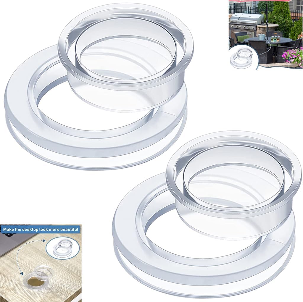 Standard Size Silicone Umbrella Hole Plug And Cap Set For Glass Outdoors Patio Table Deck Yard 2 Inch (Clear) V1259-DP01-A-3885