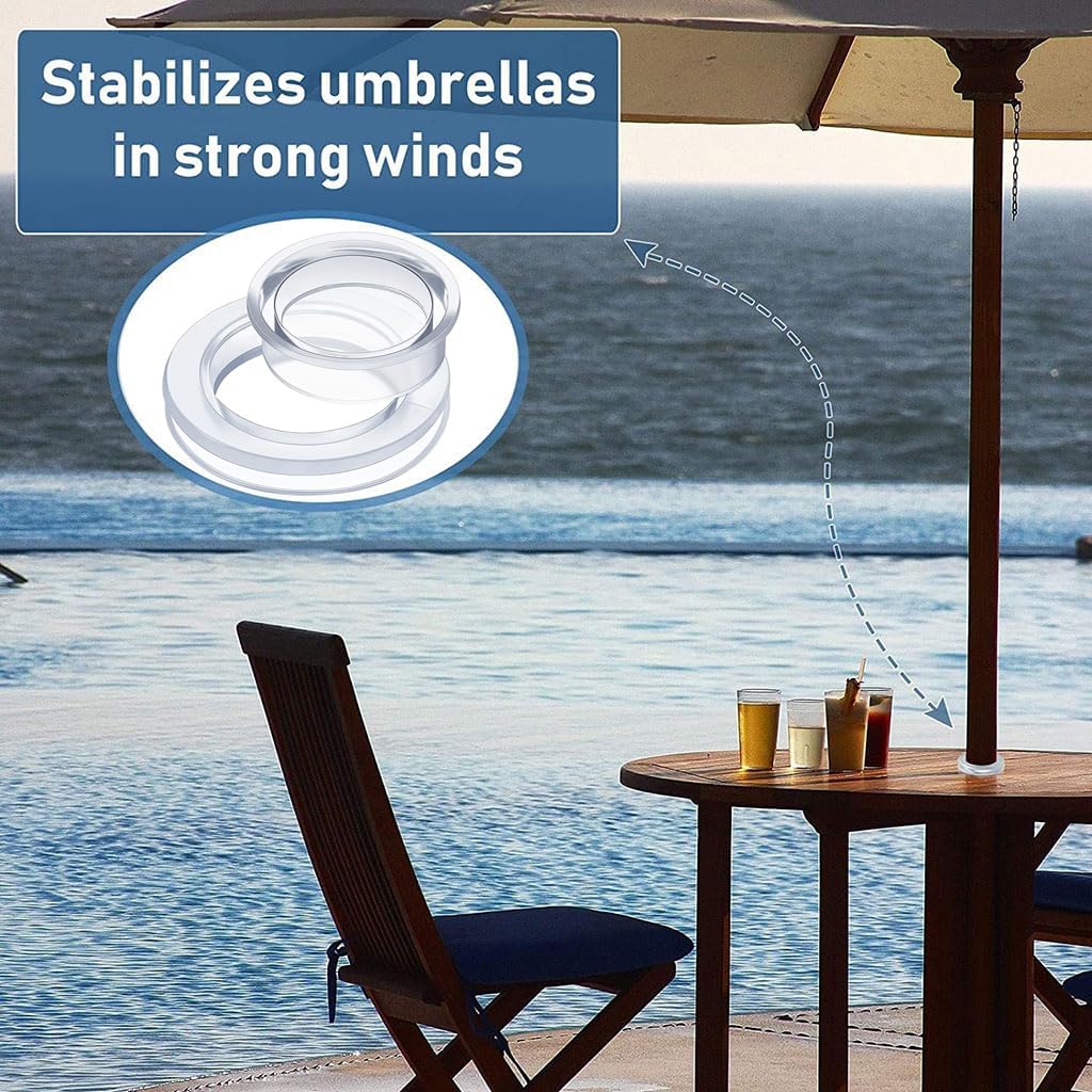 Standard Size Silicone Umbrella Hole Plug And Cap Set For Glass Outdoors Patio Table Deck Yard 2 Inch (Clear) V1259-DP01-A-3885