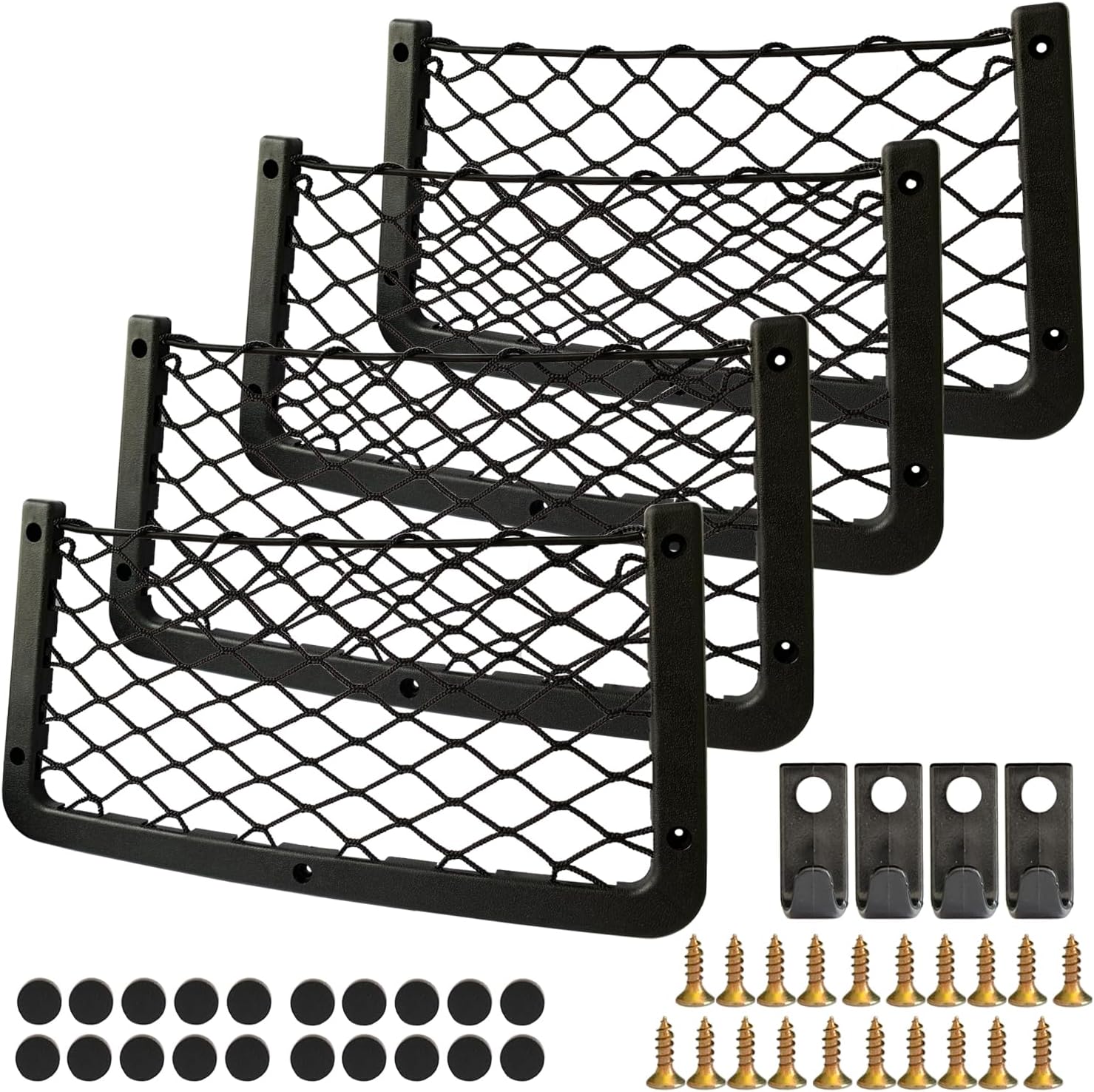 Car Campervan Storage Nets 4pcs, Elastic Van RV Mesh Storage Net Pocket with Plastic Frame, Suit for Caravan V1259-DP01-A-3886