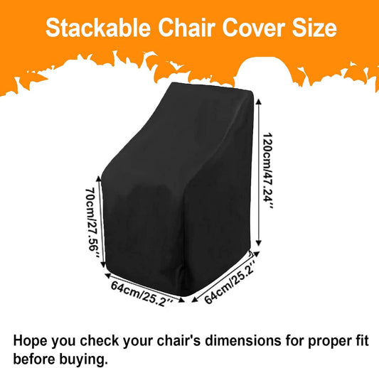 Waterproof Stacking Chair Covers for Outdoor Furniture, All-Weather Heavy-Duty 210D Oxford Fabric, Fits V1259-DP01-A-3889