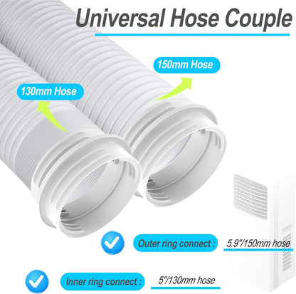Portable Air Conditioner Exhaust Hose Connector, Both 5.1"/5.9" Exhasut Vent Hoses with Clockwise & Counter V1259-DP01-A-3896