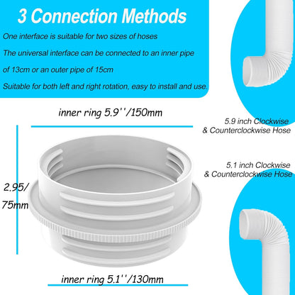 Portable Air Conditioner Exhaust Hose Connector, Both 5.1"/5.9" Exhasut Vent Hoses with Clockwise & Counter V1259-DP01-A-3896