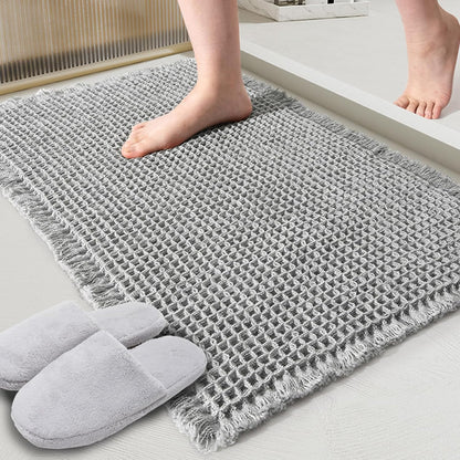 Grey Waffle Bath Mat,Super Absorbent Non Slip Bathroom Rug,Gray 18x30inch,Machine Washable Ultra Soft Floor V1259-DP01-A-3897