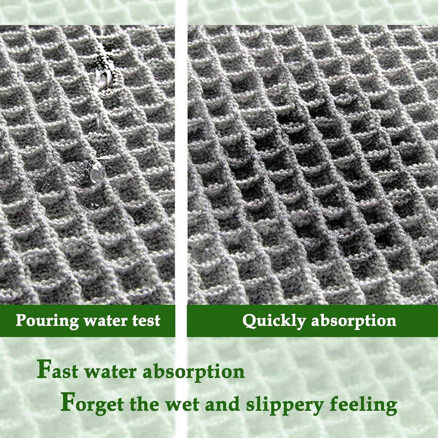 Grey Waffle Bath Mat,Super Absorbent Non Slip Bathroom Rug,Gray 18x30inch,Machine Washable Ultra Soft Floor V1259-DP01-A-3897