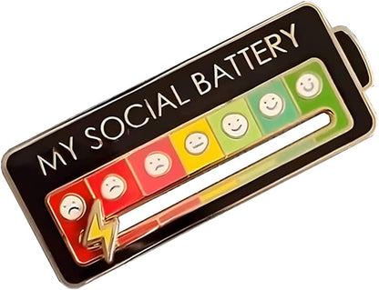 MY SOCIAL BATTERY Enamel Mood Conversion Lapel Pin Badge Funny Social Battery Indicator, 7 Days Mood, Cute, V1259-DP01-A-3899