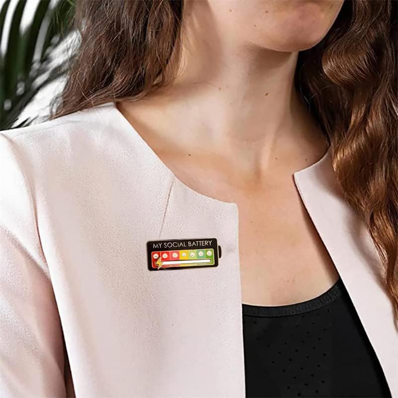 MY SOCIAL BATTERY Enamel Mood Conversion Lapel Pin Badge Funny Social Battery Indicator, 7 Days Mood, Cute, V1259-DP01-A-3899