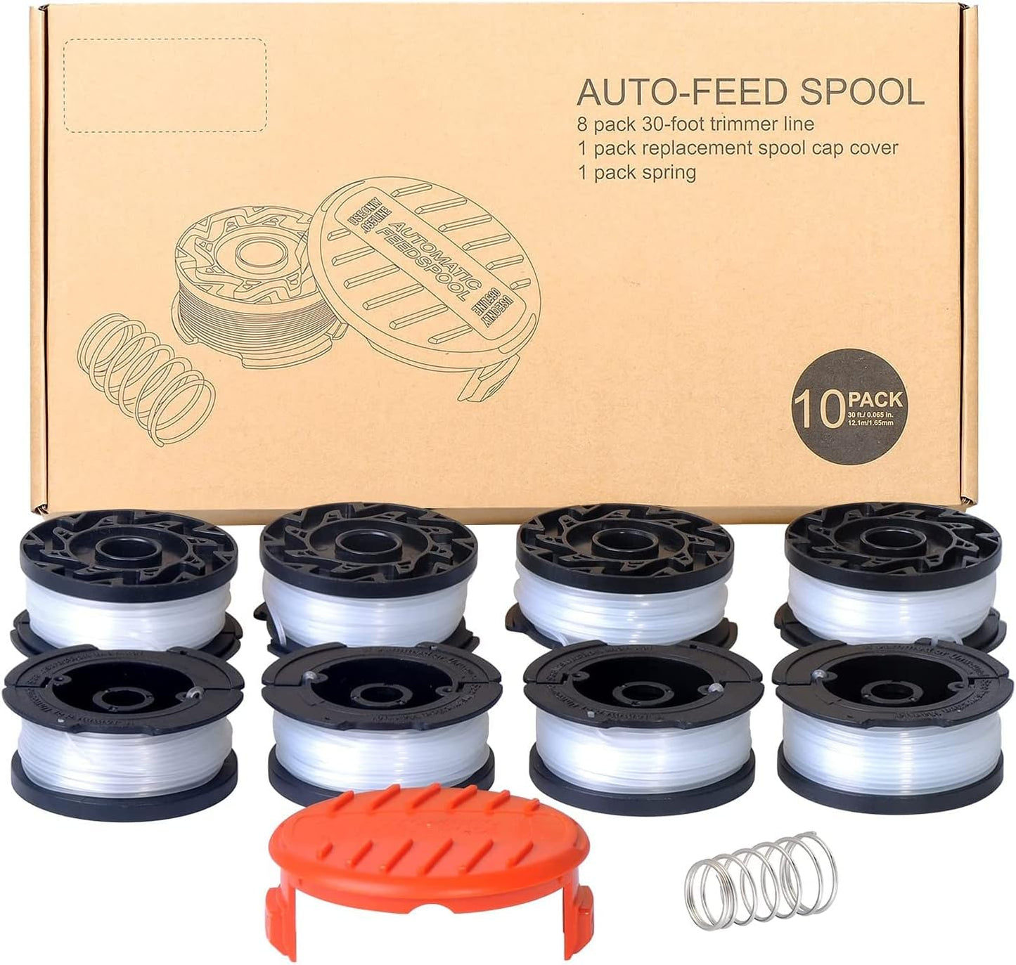 10 PCS AF-100 String Trimmer Line Replace, 30ft 0.065-inch AF-100 String Trimmer Replacement Spool Weed Eater V1259-DP01-A-3902