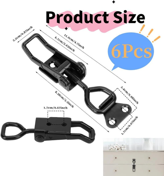 6 Pack Adjustable Toggle Clamp, Black Pull Latch,Heavy Duty Toggle Latch Hasp Clamp,4001 Lockable Quick V1259-DP01-A-3905