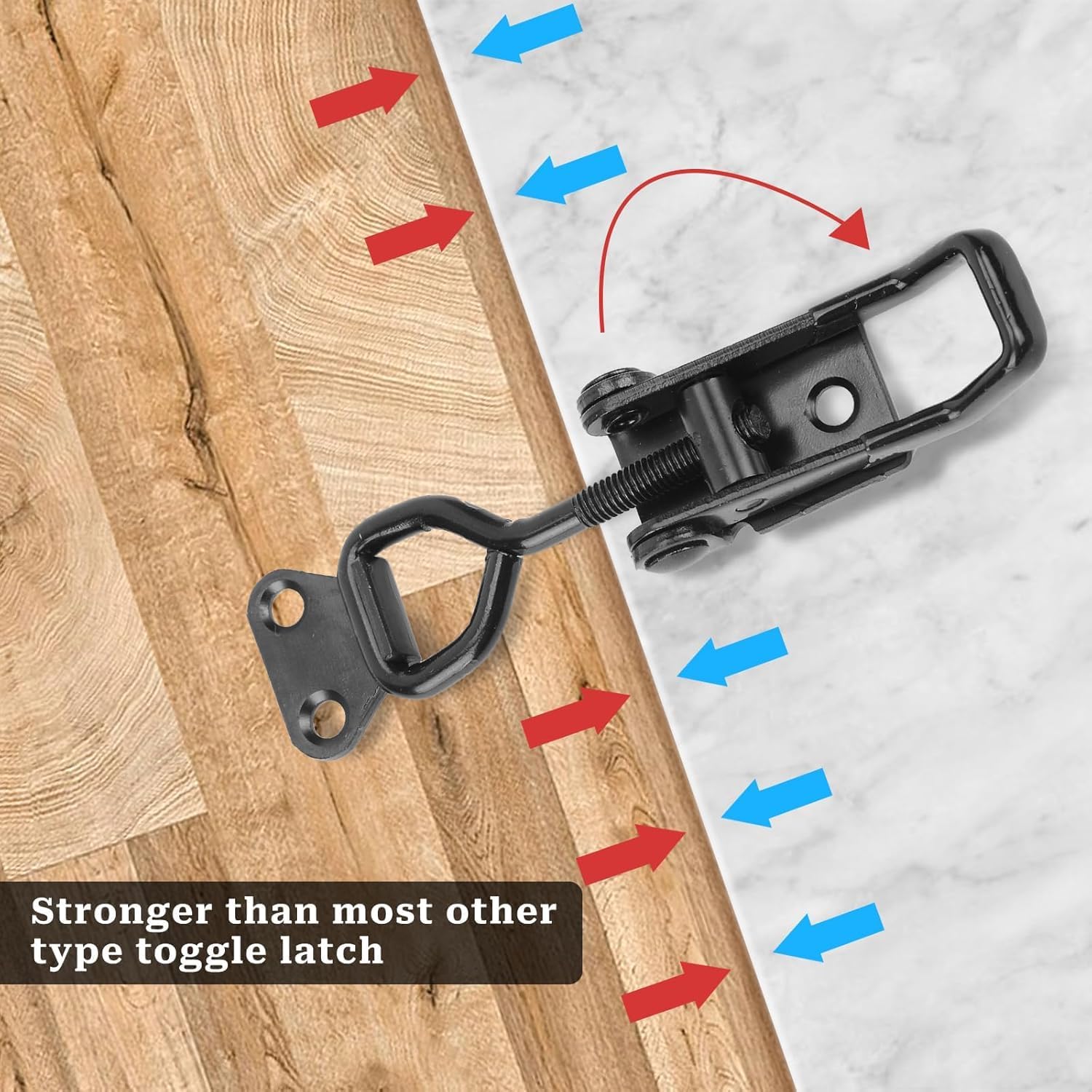 6 Pack Adjustable Toggle Clamp, Black Pull Latch,Heavy Duty Toggle Latch Hasp Clamp,4001 Lockable Quick V1259-DP01-A-3905