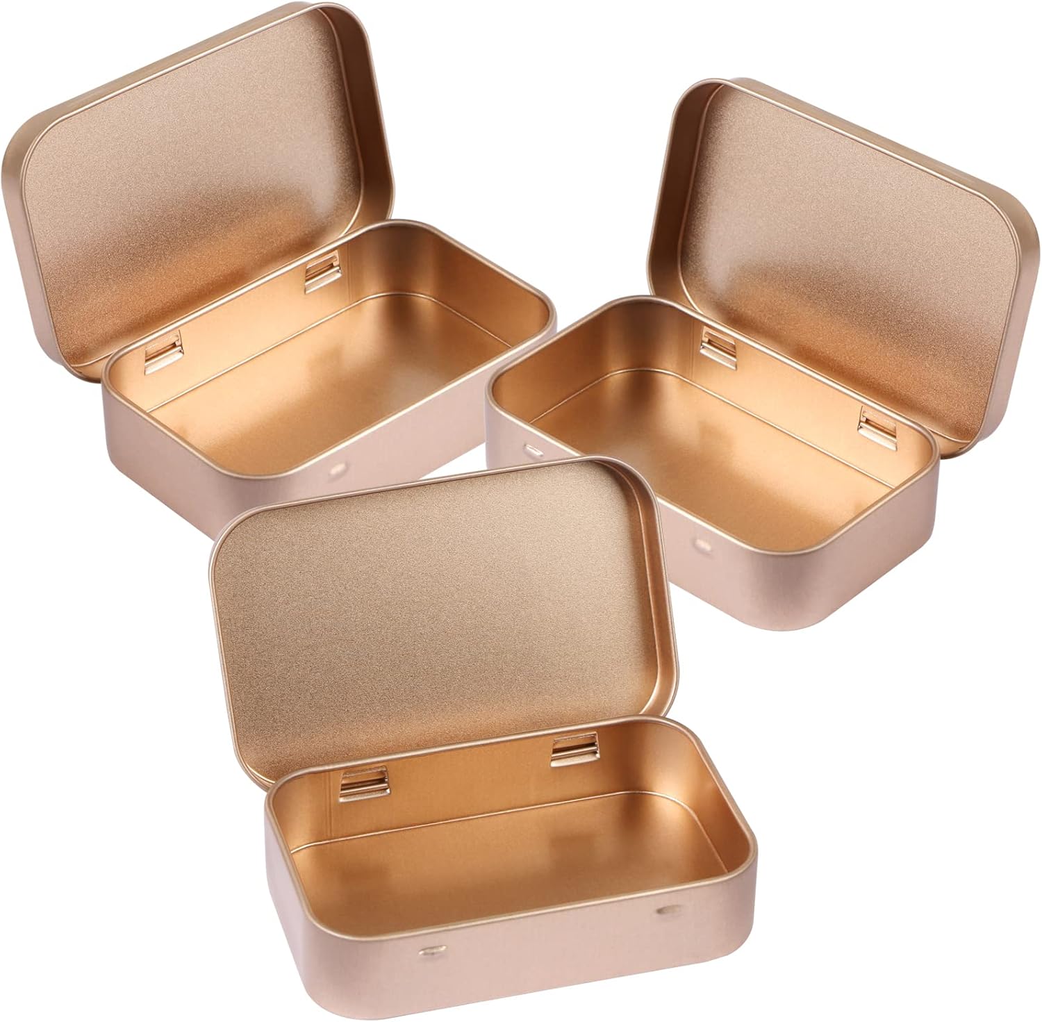 3 Pack Metal Rectangular Hinged Tins Box with Lid Mini Portable Box Empty Craft Containers Small Storage Kit V1259-DP01-A-3907