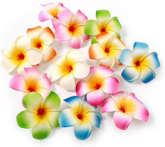 10Pcs Multicolor Hawaii Plumeria Flower Clips, Artificial Tropical Flower Hair Accessories for Wedding, Beach V1259-DP01-A-3909