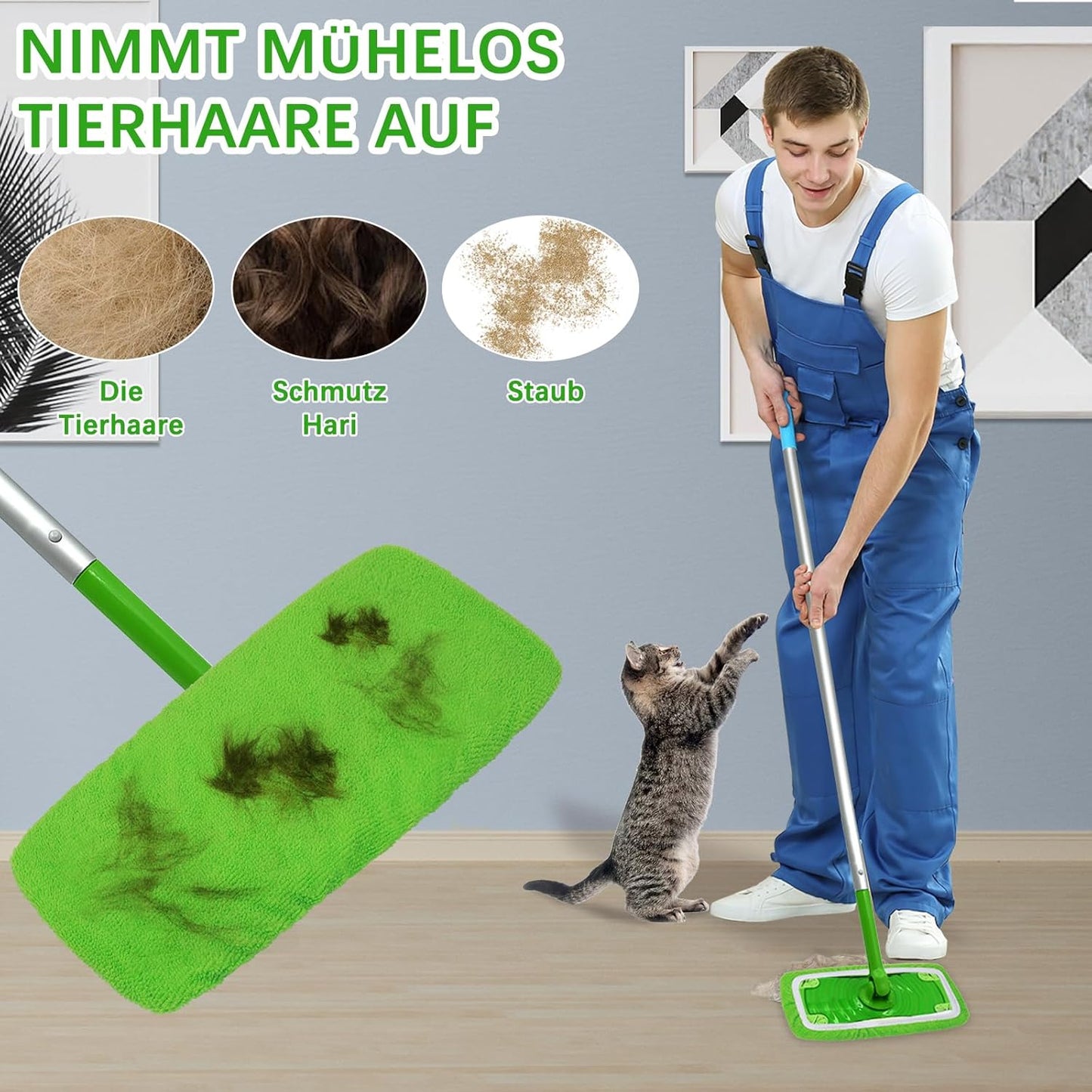 8Pcs Reusable Mop Pads Compatible with Swiffer Sweeper Mop, Dry Sweeping Cloths, Washable Microfiber Wet Mop V1259-DP01-A-3911