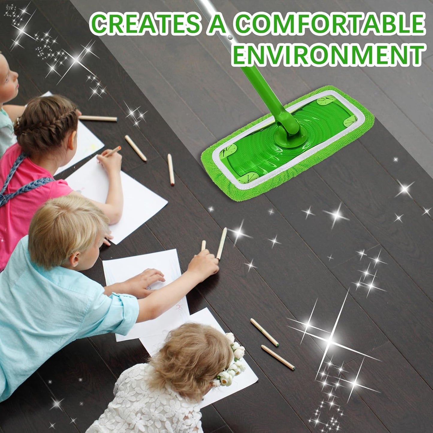 8Pcs Reusable Mop Pads Compatible with Swiffer Sweeper Mop, Dry Sweeping Cloths, Washable Microfiber Wet Mop V1259-DP01-A-3911