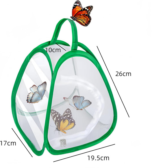 2 Pack Mini Butterfly Habitat Cage- 23 x 25.5 x 21CM, Butterfly Net, Collapsible Insect Mesh Cage- Portable V1259-DP01-A-3914