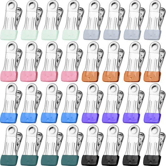 Clothes Pins for Hanging Clothes, 32 Pack Stainless Steel Colored Clothespins for Laundry, Heavy Duty V1259-DP01-A-3930