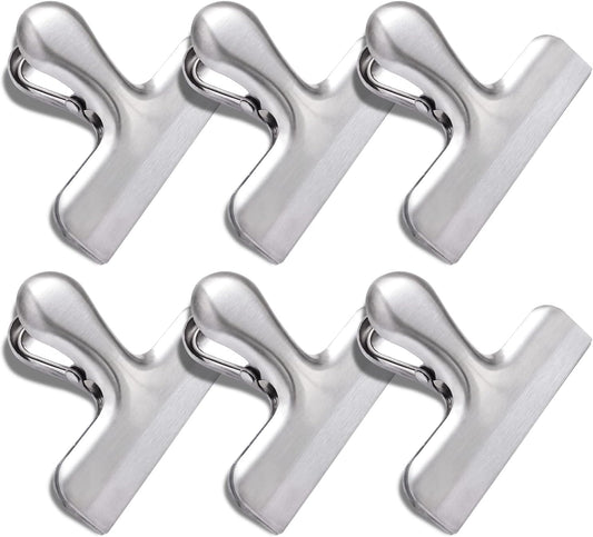 6 Pack Bag Clips, Stainless Steel Chip Clip, Chip Clips Bag Clips Food Clips, Bag Clips for Food, Heavy Duty V1259-DP01-A-3932